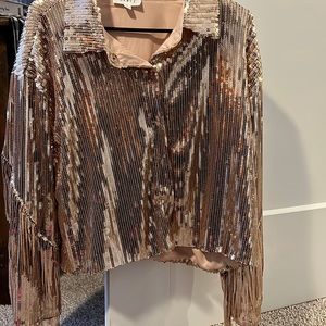Rose gold fringe jacket